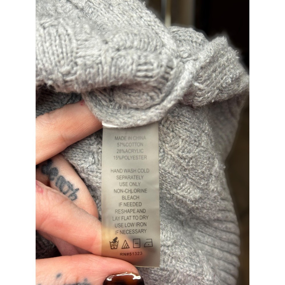 Vince Camuto Mock Neck Oversized Comfy Textured Knit‎ Sweater Women Medium Gray - Picture 7 of 7